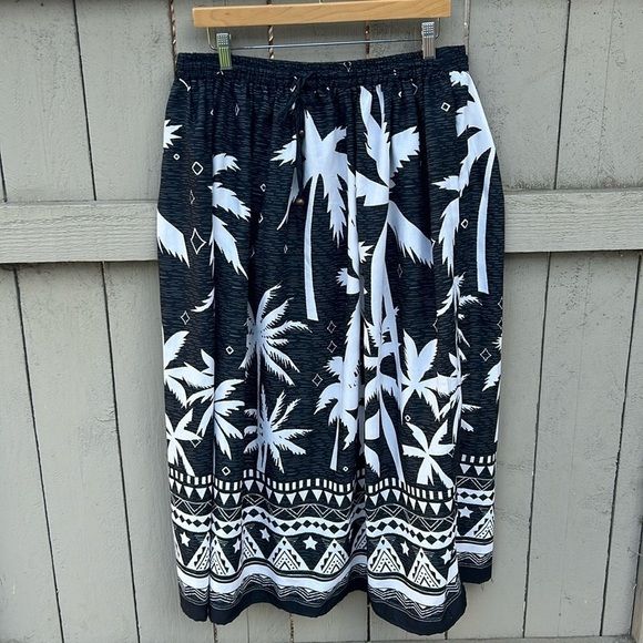 NWOT Gypsy Blu Boho Maxi Skirt Tropical Palm Tree Design Tiki Hawaii Vacation XL - Picture 1 of 7